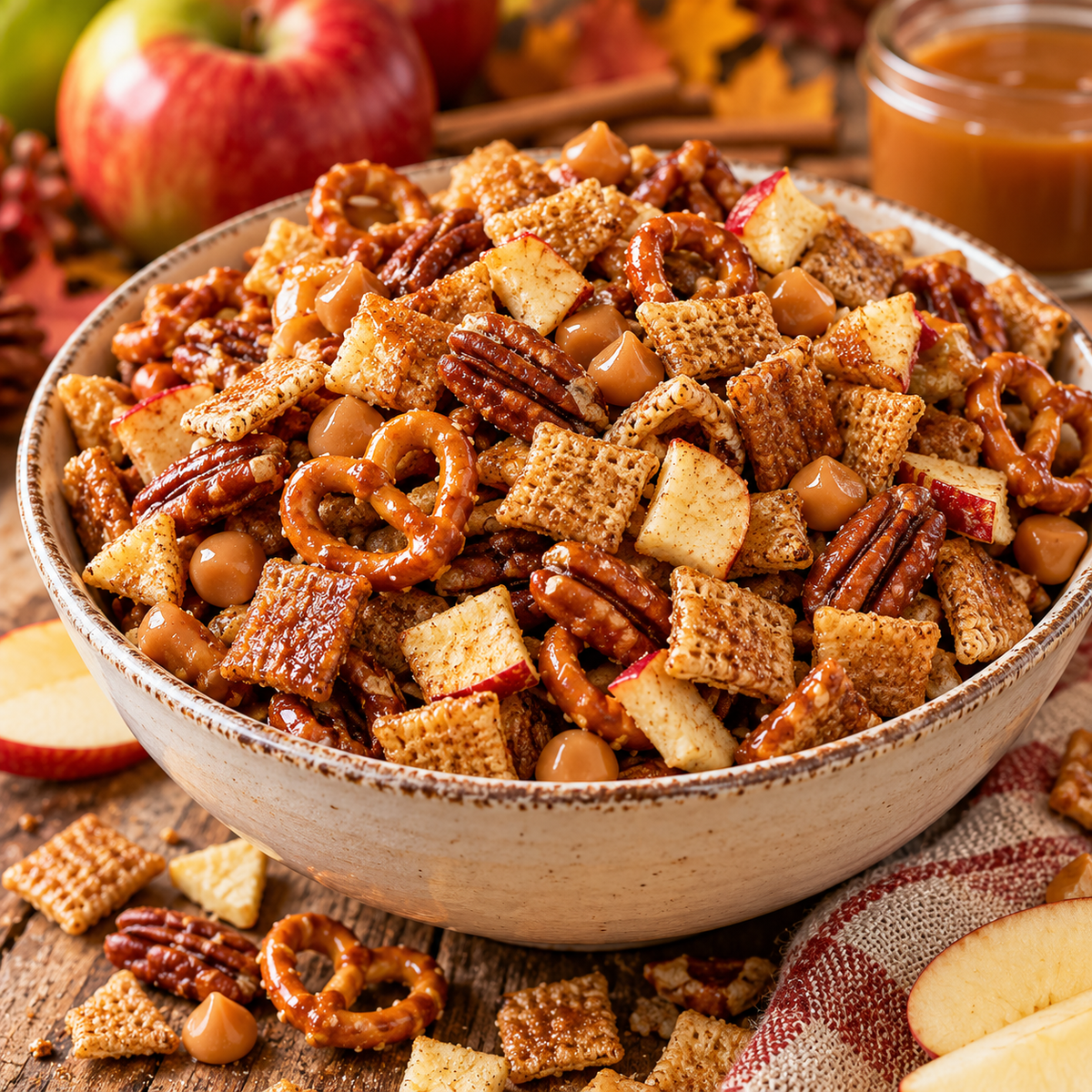 Caramel Apple Crisp Snack Mix