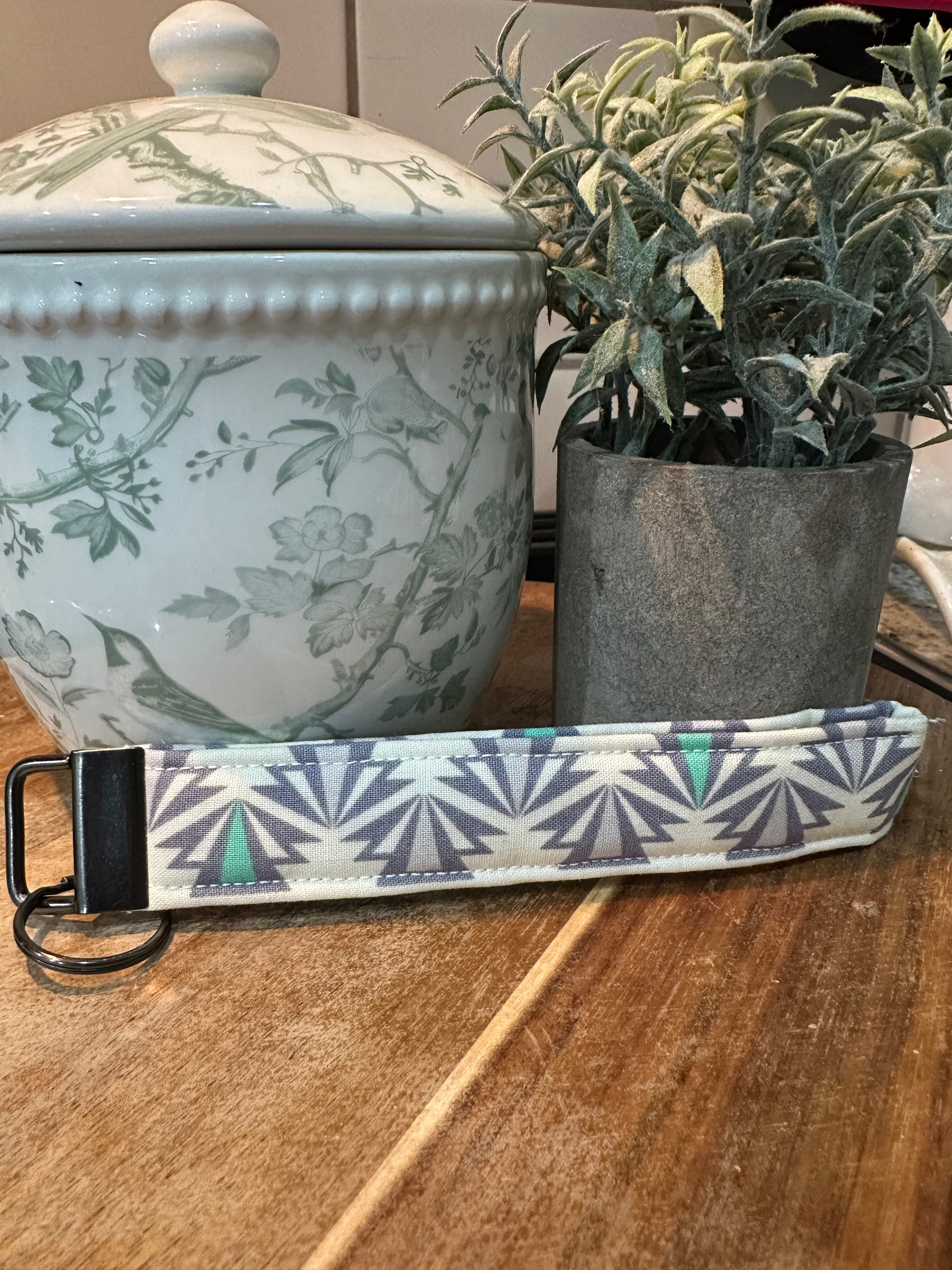 White/Mint Boho Keychain