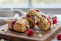 heart shaped raspberry white chocolate scone